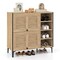 Shoe Rack Organizer with Flip-up See-through Doors and Adjustable Shelves-Oak
